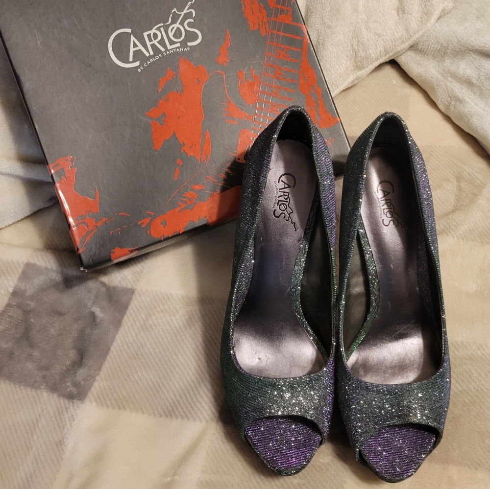 GORGEOUS EXCELLENT USED CONDITION CARLOS SANTANA MERMAID HEELS 8.5 SIZE.